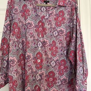 Talbots Vibrant Pink Paisley Top
